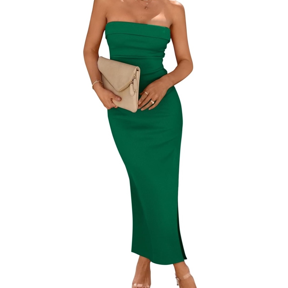 Elegant Green Strapless Dress